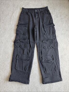 Y2K Cargo Multi-Pocket Parachute Jeans - XL
